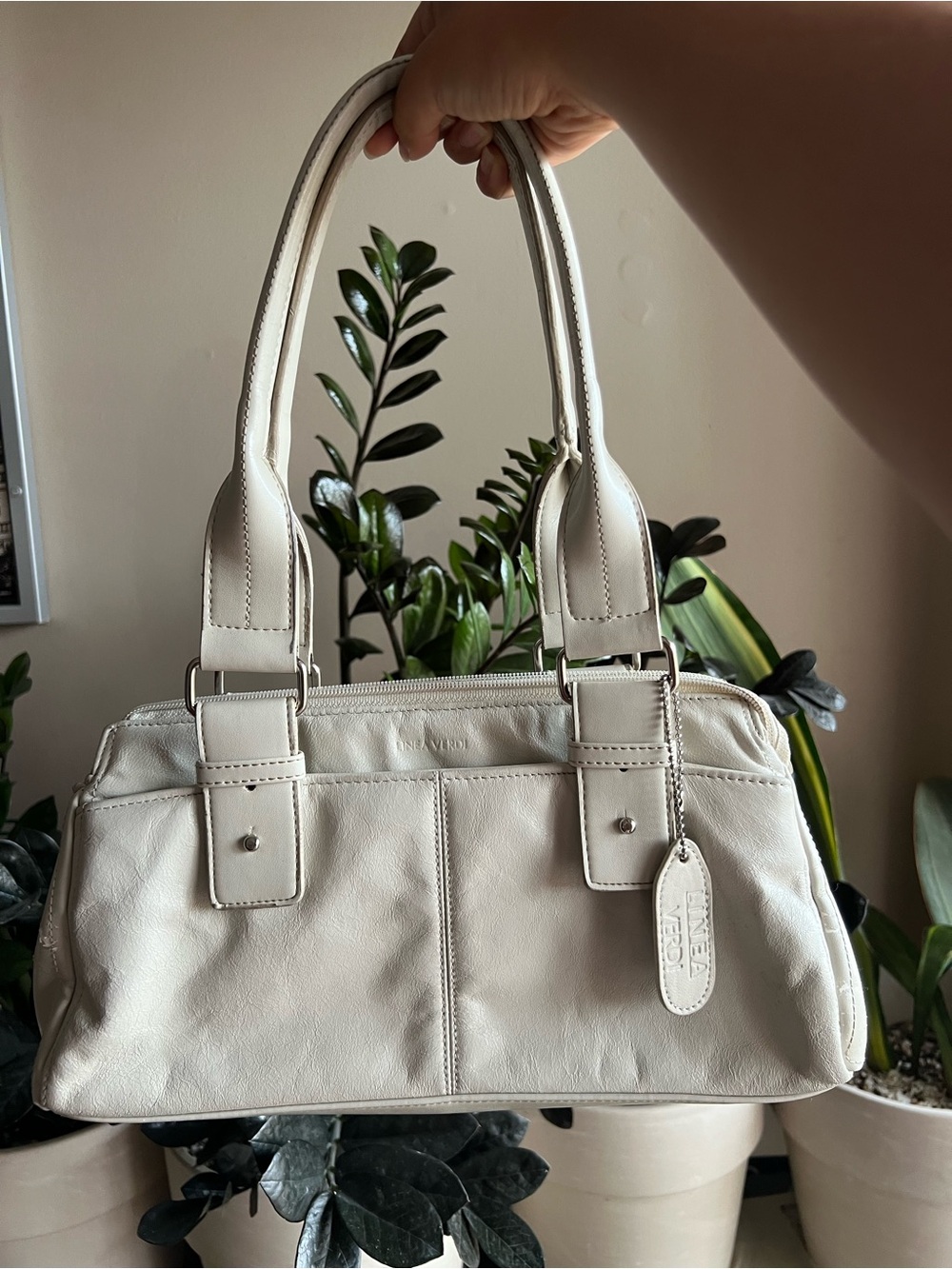 Linea Verdi Off White Leather Bag